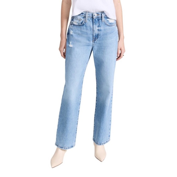 Frame Denim Denim - Frame Denim Le Jane Ankle Light Blue Jeans with Distressed Details Women's 27
